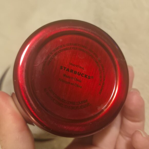 NEW Starbucks Rare 2014 Red Metallic Stainless Steel Cold/Hot Tumbler 16oz - Picture 4 of 8